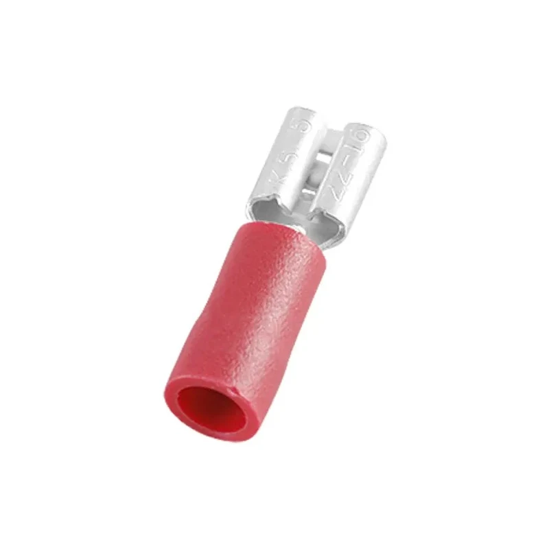 RS PRO Red Insulated Female Spade Connector, Crimp, 0.8 x 4.75 mm Tab Size, 22 AWG to 16 AWG, Vinyl Insulation 178-8280
