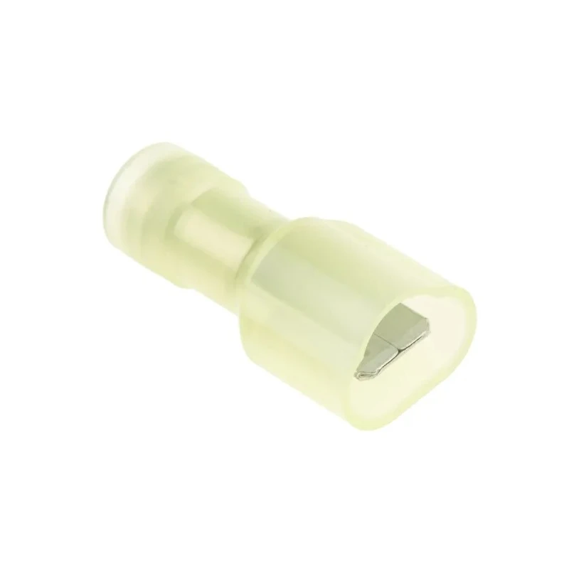 RS PRO Yellow Insulated Male Spade Connector, Crimp Termination, 0.8 x 6.35 mm Tab Size, 12 AWG to 10 AWG 178-8377