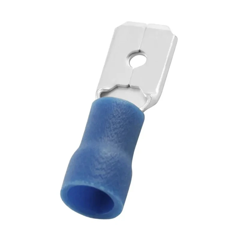 RS PRO Blue Insulated Male Spade Connector Crimp 0.8 x 6.35 mm Tab Size 16 AWG to 14 AWG 178-8383