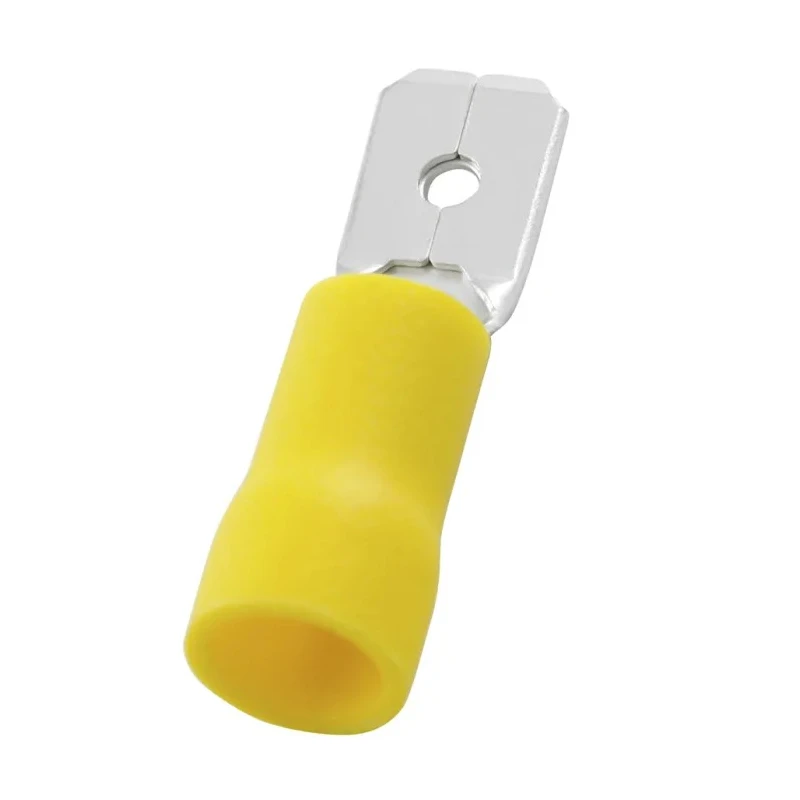 RS PRO Yellow Insulated Male Spade Connector Crimp with 0.8 x 6.35 mm Tab Size for 12 AWG to 10 AWG 178-8384