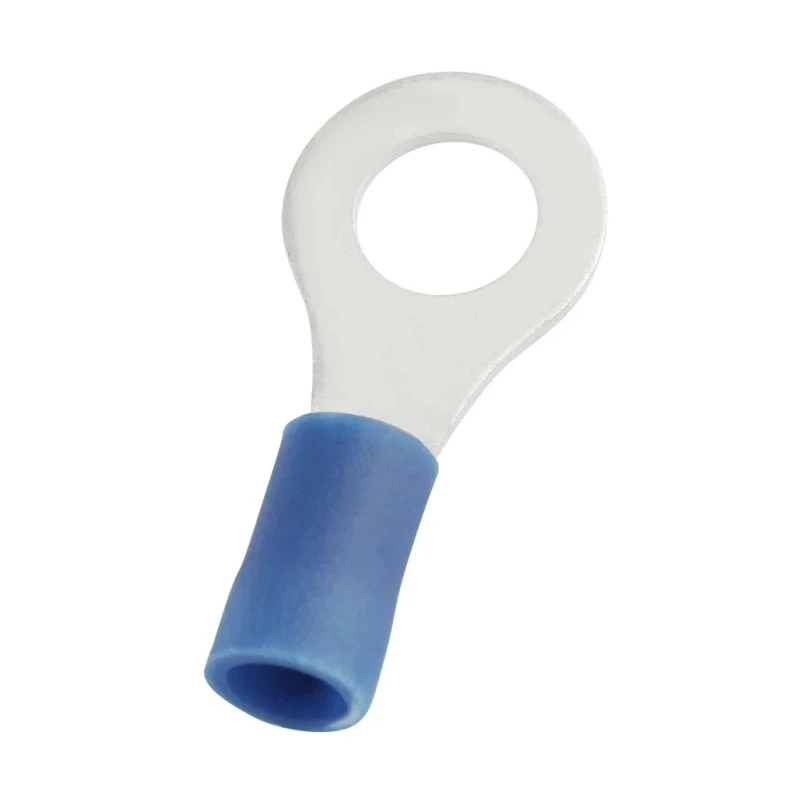 RS PRO Insulated Ring Terminal 6.4 mm Stud Size for 16 AWG 14 AWG Wire Blue Vinyl Insulation 178-8662