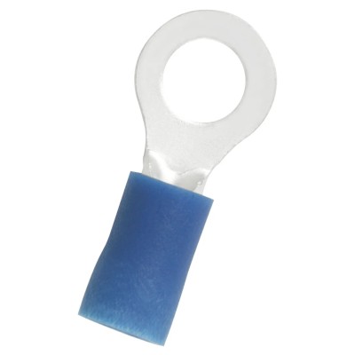 RS PRO Insulated Ring Terminal, Vinyl Insulation, 5.3 mm Stud Size, 16 AWG 14 AWG Wire Size, Blue 178-8661