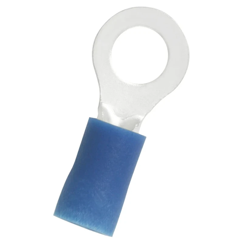 RS PRO Insulated Ring Terminal, Vinyl Insulation, 5.3 mm Stud Size, 16 AWG 14 AWG Wire Size, Blue 178-8661