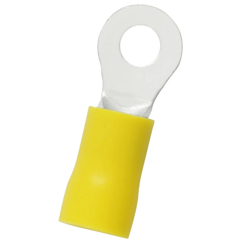 RS PRO Insulated Ring Terminal 4.3 mm Stud Size 12 AWG to 10 AWG Wire Size Yellow Vinyl Insulation 26mm Overall 178-8667