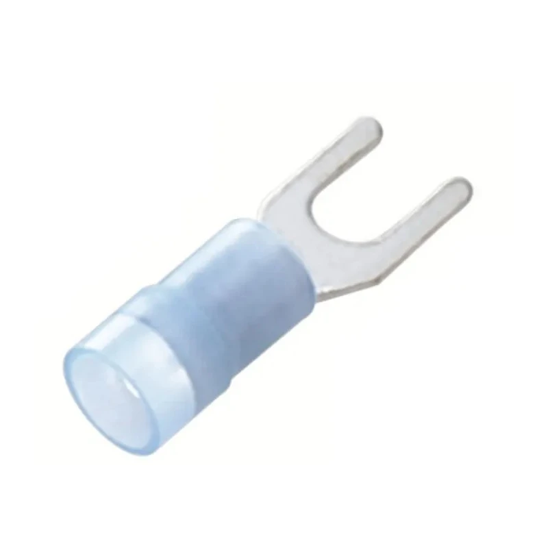 RS PRO Insulated Fork Terminal, 16 AWG to 14 AWG Wire Size, 5.3 mm Stud Size, Nylon Insulation, Blue, Copper 178-8707