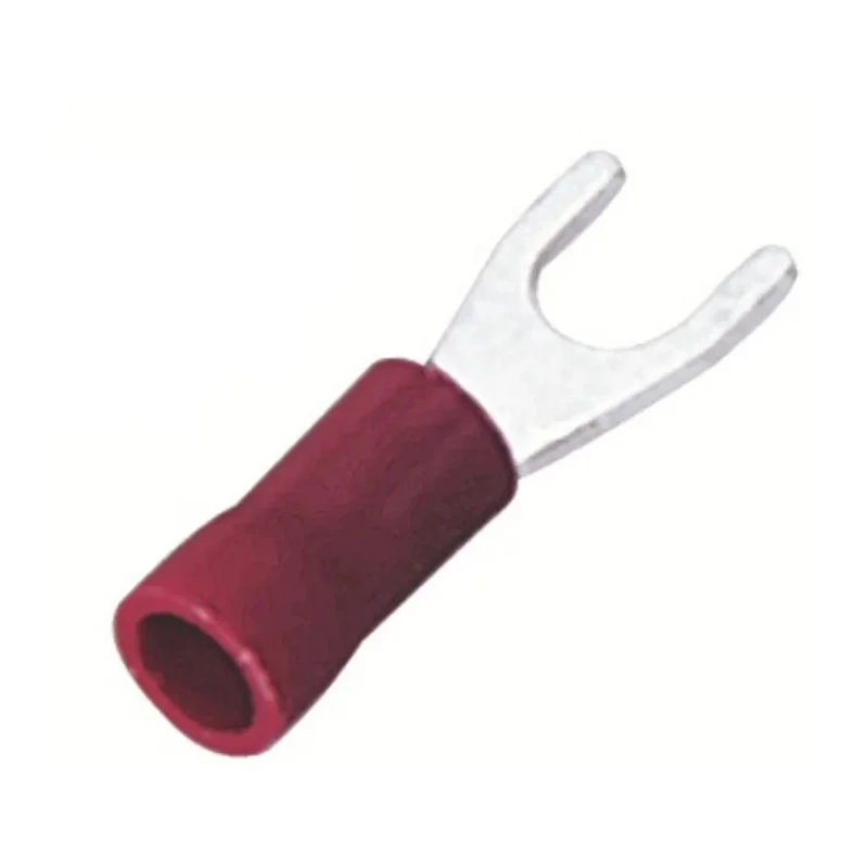 RS PRO Insulated Fork Terminal 22 AWG to 16 AWG Vinyl Insulation 3.2 mm Stud Size Red 178-8708