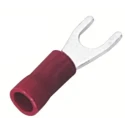 RS PRO Insulated Fork Terminal, 22 AWG to 16 AWG, 4.3 mm Stud Size Vinyl Insulation, Red 178-8713
