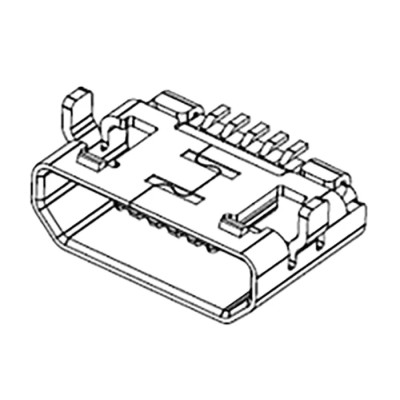 Molex Right Angle Surface Mount Female USB Type B Connector USB 2.0 1 Port 30V 1.8A 105164-0001