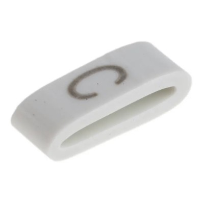 HellermannTyton Slide-On Cable Marker Pre-Printed "C", Black Legend on White PVC, 1.8 mm to 6.3 mm Cable Diameter HODS85