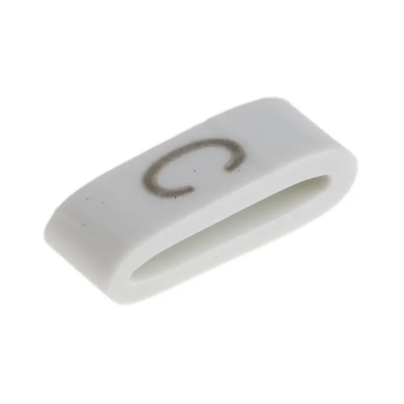 HellermannTyton Slide-On Cable Marker Pre-Printed "C", Black Legend on White PVC, 1.8 mm to 6.3 mm Cable Diameter HODS85