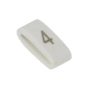 HellermannTyton Pre-Printed Slide-On Cable Marker, Black Legend "4", PVC White, 1.8 mm to 6.3 mm Cable Diameter, HODS85