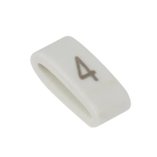 HellermannTyton Pre-Printed Slide-On Cable Marker, Black Legend "4", PVC White, 1.8 mm to 6.3 mm Cable Diameter, HODS85