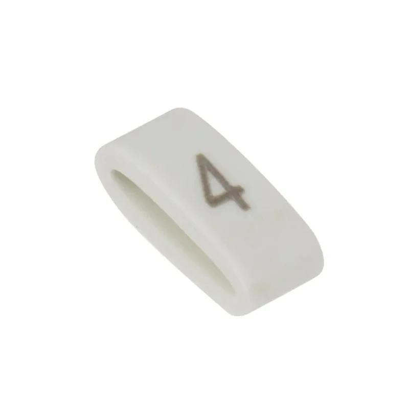 HellermannTyton Pre-Printed Slide-On Cable Marker, Black Legend "4", PVC White, 1.8 mm to 6.3 mm Cable Diameter, HODS85
