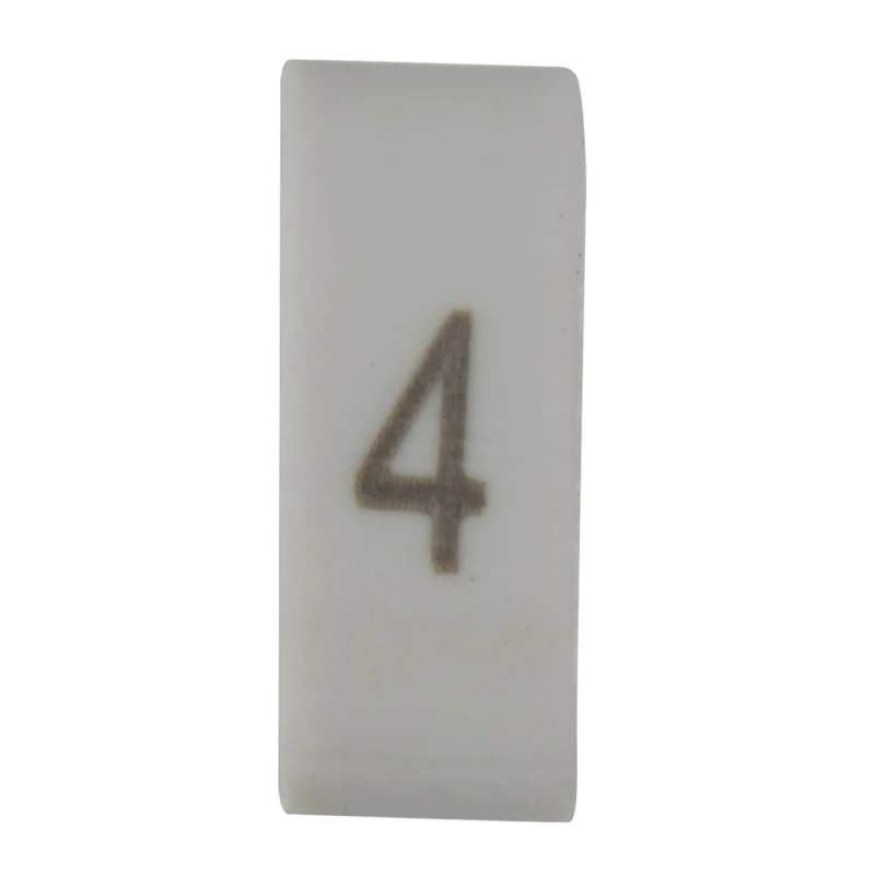 HellermannTyton Pre-Printed Slide-On Cable Marker, Black Legend "4", PVC White, 1.8 mm to 6.3 mm Cable Diameter, HODS85