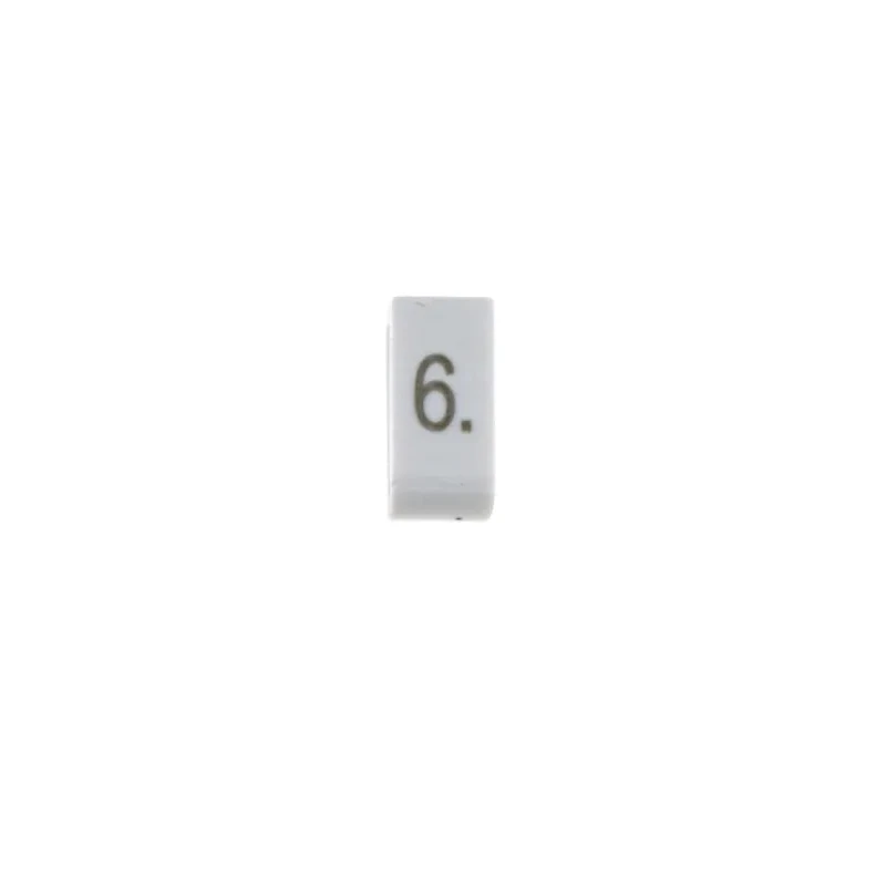 HellermannTyton Pre-Printed Slide-On Cable Marker Black Legend 6 for 1.8 mm to 6.3 mm Cable HODS85