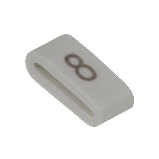 HellermannTyton Pre-Printed Slide-On Cable Marker, Black Legend "8", White PVC, 4.5mm Length, 1.8–6.3mm Cable Diameter HODS85