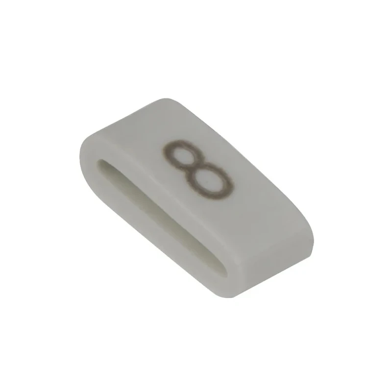 HellermannTyton Pre-Printed Slide-On Cable Marker, Black Legend "8", White PVC, 4.5mm Length, 1.8–6.3mm Cable Diameter HODS85