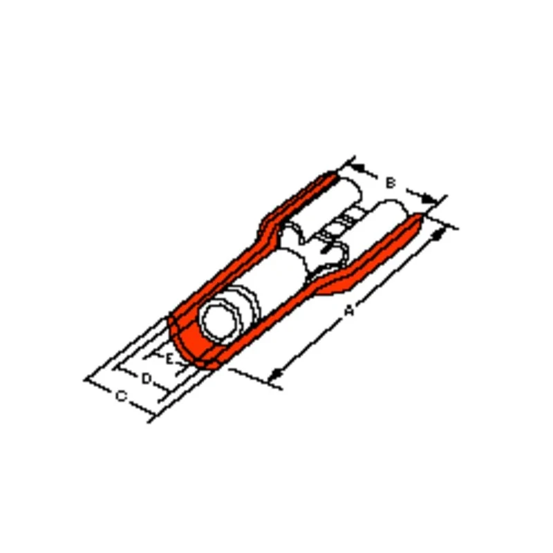 Molex Avikrimp Red Insulated Female Spade Connector Crimp 6.35 x 0.81 mm Tab Size 22 AWG to 18 AWG 19002-0001