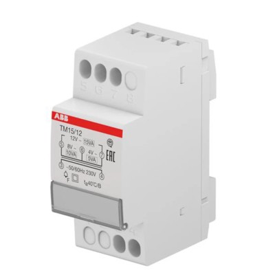 ABB 15 W Bell Transformer 230 V Primary 12 V AC Secondary DIN Rail Mount TM Series 2CSM228735R0802 TM15/12