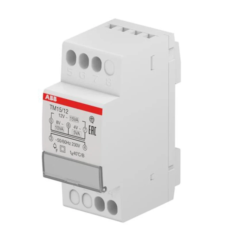 ABB 15 W Bell Transformer 230 V Primary 12 V AC Secondary DIN Rail Mount TM Series 2CSM228735R0802 TM15/12