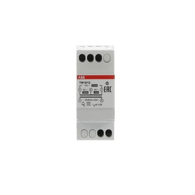 ABB 15 W Bell Transformer 230 V Primary 12 V AC Secondary DIN Rail Mount TM Series 2CSM228735R0802 TM15/12
