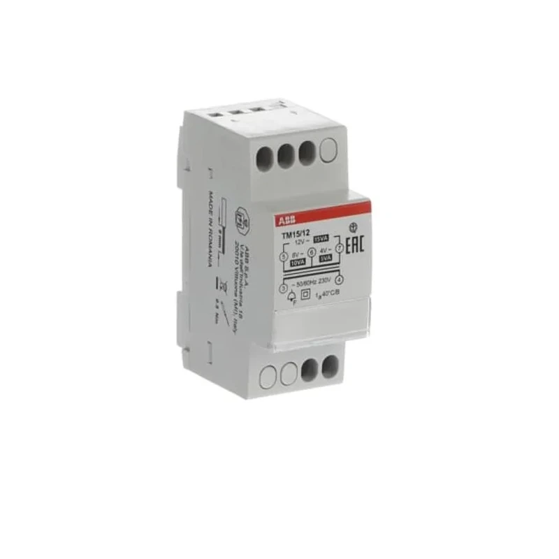 ABB 15 W Bell Transformer 230 V Primary 12 V AC Secondary DIN Rail Mount TM Series 2CSM228735R0802 TM15/12