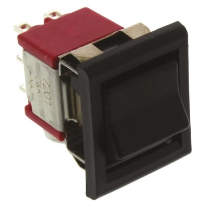 C & K DPDT On-On On-(On) Panel Mount Stainless Steel Rocker Switch 2A 250V AC 28V DC 7000 Series 7201J51ZQE22