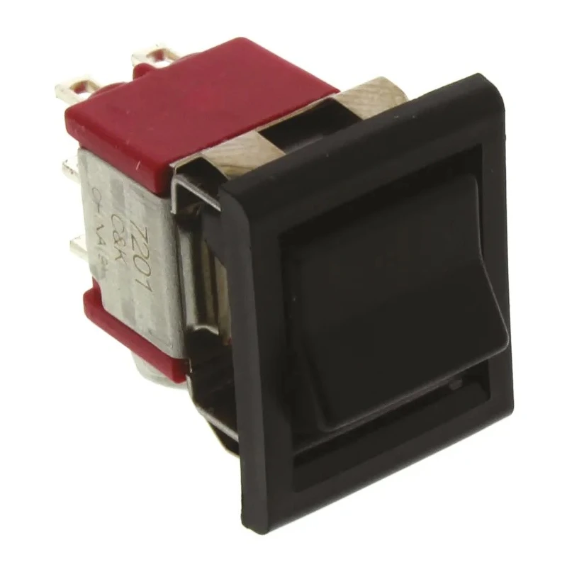 C & K DPDT On-On On-(On) Panel Mount Stainless Steel Rocker Switch 2A 250V AC 28V DC 7000 Series 7201J51ZQE22