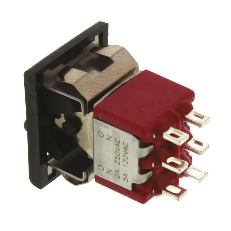 C & K DPDT On-On On-(On) Panel Mount Stainless Steel Rocker Switch 2A 250V AC 28V DC 7000 Series 7201J51ZQE22