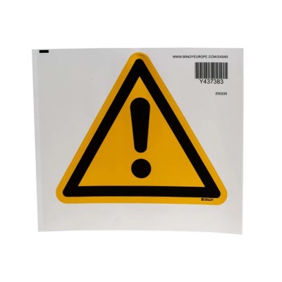 Brady Hazard Warning Sign Label Self-Adhesive Polyethylene Terephthalate 200mm x 173mm PIC 308-TRI 200-B7541 (BRANDED)