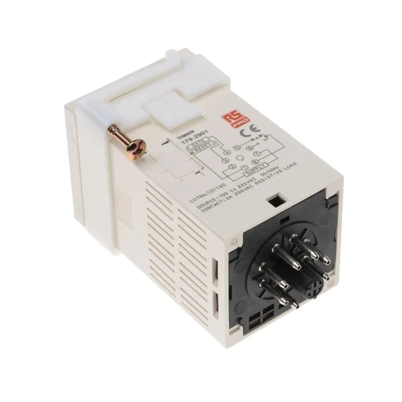 RS PRO Plug-In Timer Relay Series Timer Relay 1 Contact SPDT 240 V AC 5 A ON Delay 99 h 59 min 179-2901