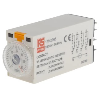 RS PRO Plug-in Timer Relay 4-Contact 230 V AC ON Delay 1-Function 4PDT Switch Configuration 179-2965
