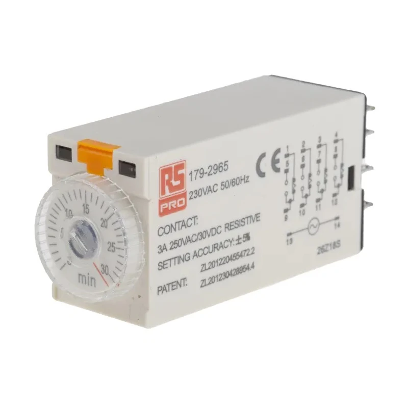 RS PRO Plug-in Timer Relay 4-Contact 230 V AC ON Delay 1-Function 4PDT Switch Configuration 179-2965