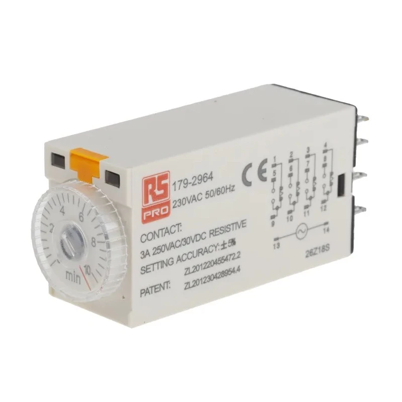 RS PRO Timer Relay with 4-Contact 230V AC, 0.5 to 10 min Time Range, 1-Function, 4PDT Switch Configuration 179-2964