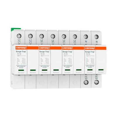 Mersen Surge Protector Type 1 and Type 2 Arrester 400V AC Maximum Voltage 25 kA Maximum Surge Current DIN Rail Mount STPT12