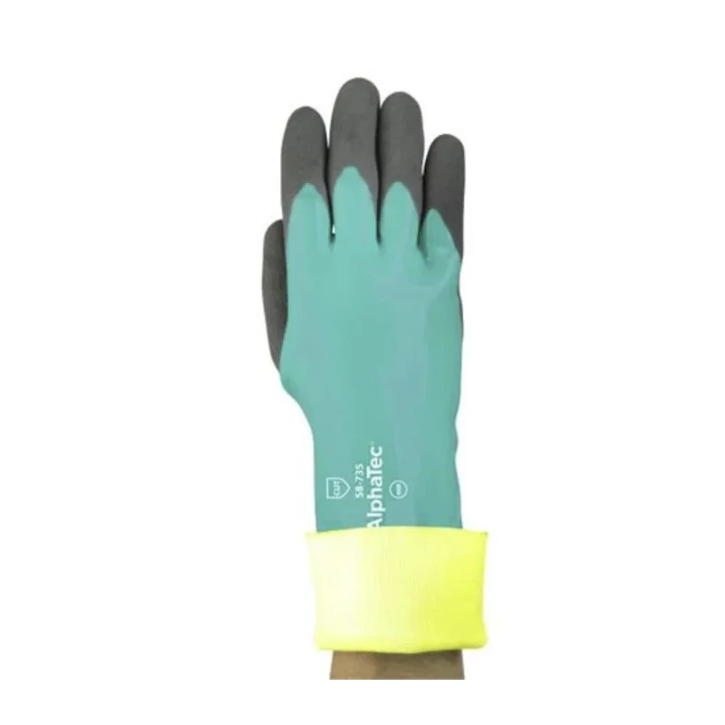 Ansell AlphaTec 58-735 Green Nitrile Work Gloves Size 8 with Acrylic Lining Chemical Resistant Cut Protection 58735080