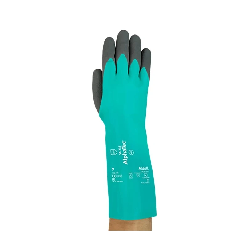 Ansell AlphaTec Green Nitrile Work Gloves Size 9 Chemical Resistant Cut Protection 58735090