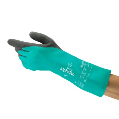 Ansell AlphaTec Chemical Resistant Green Nitrile Work Gloves Size 10 Pair 58735100