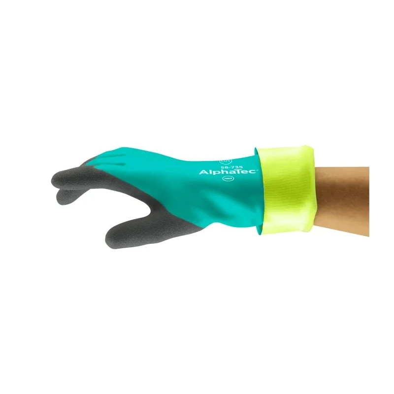 Ansell AlphaTec Chemical Resistant Green Nitrile Work Gloves Size 10 Pair 58735100