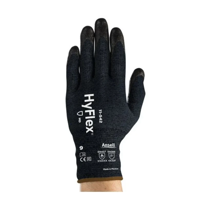 Ansell HyFlex 11-542 Black Nitrile Cut Resistant Gloves Size 8 with Kevlar Lining 11542080