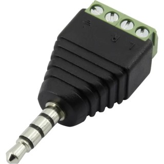 RS PRO Jack Connector 3.5 mm Cable Male 4 Plug Adapter 12V DC 5A Solder 179-2863