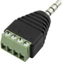 RS PRO Jack Connector 3.5 mm Cable Male 4 Plug Adapter 12V DC 5A Solder 179-2863