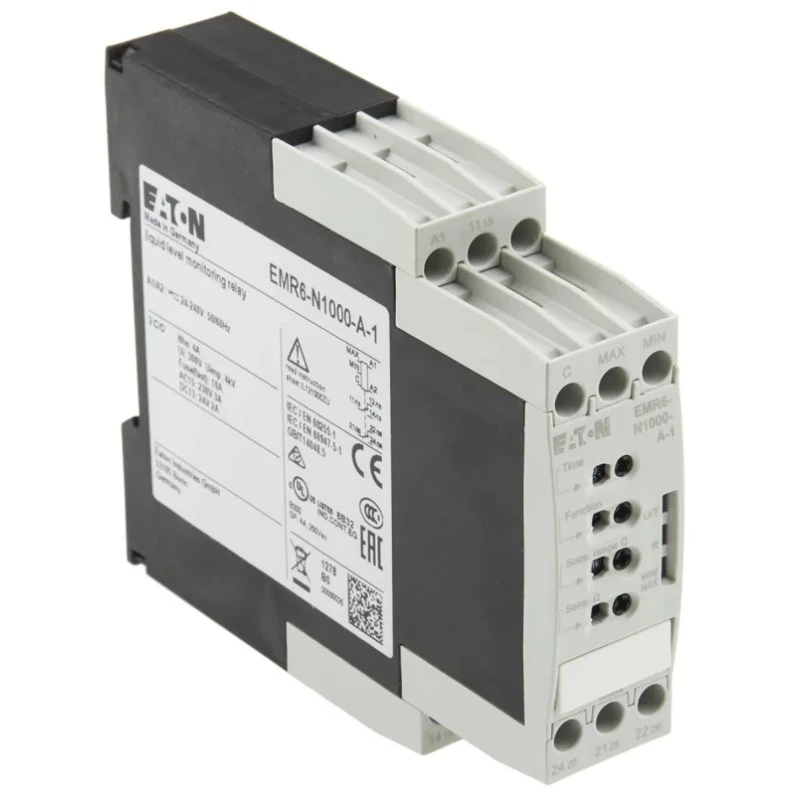 Eaton Monitoring Relay DIN Rail Mount Screw Terminal 0 V AC Supply 5 A Contact Current 78x109.5x22.5mm 184757 EMR6-N1000-A-1