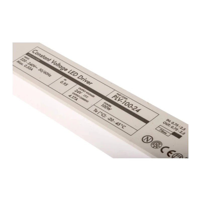 PowerLED IP20 1 Output Constant Voltage LED Driver, 24V, 100W, 4.17A, Screw Mount 