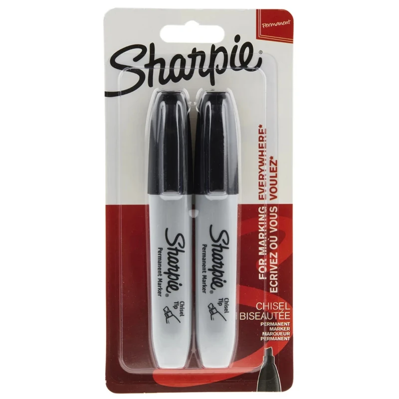 Sharpie Black Chisel Tip Permanent Marker Pen 2 Pcs Pack 1986195