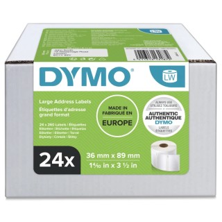 Dymo White Label Roll 89 mm Width 260 Per Roll Compatible with Dymo 450 Series S0722390
