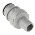 Colder Products Hose Connector 0.5 in ID Threaded Polypropylene Body Grey Color Max Pressure 4.2 bar Max Temp 71°C HFCD22812