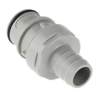 Colder Products Hose Connector 0.5 in ID Threaded Polypropylene Body Grey Color Max Pressure 4.2 bar Max Temp 71°C HFCD22812