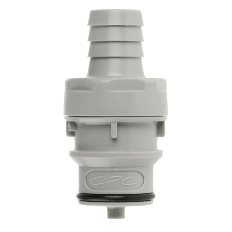 Colder Products Hose Connector 0.5 in ID Threaded Polypropylene Body Grey Color Max Pressure 4.2 bar Max Temp 71°C HFCD22812