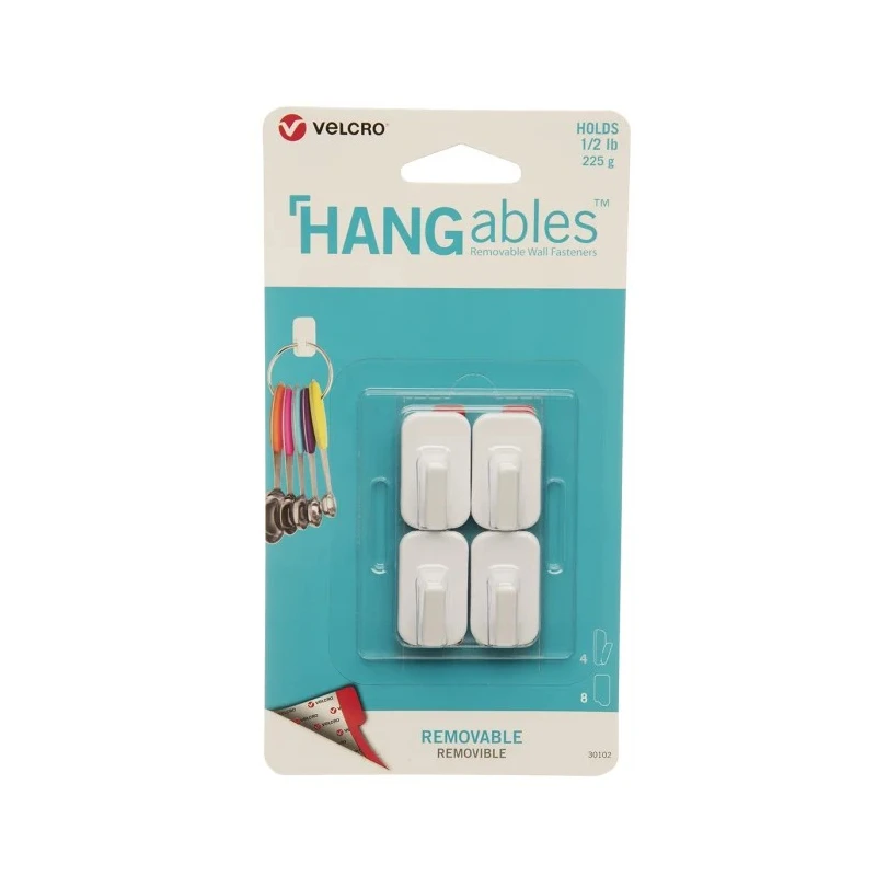 Velcro White Adhesive Hook Hangables 225 g Weight Capacity 4 Per Pack VEL-30102-WEU